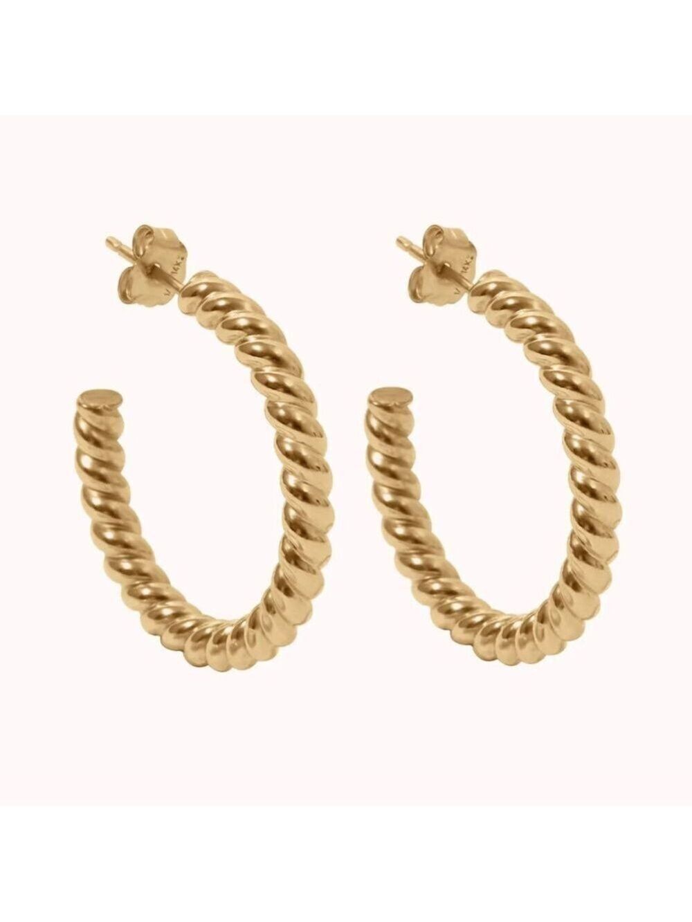 A New Day Gold Twisted Hoop Earrings NWT Nickel Free Textured Tube Hoops
